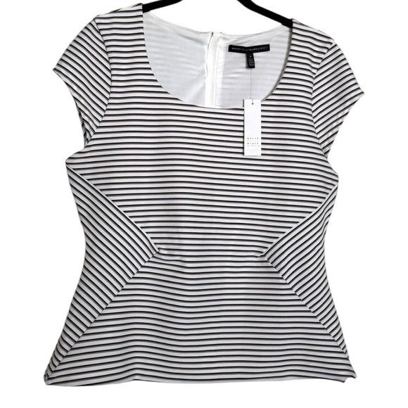 NWT WHBM Striped Cap Sleeve Peplum Top | 8 - Picture 3 of 8